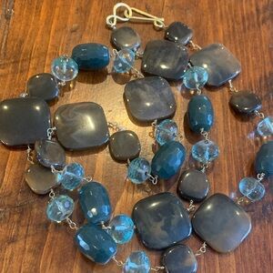 Banana Republic Elegant Blue and Gray Beaded Necklace